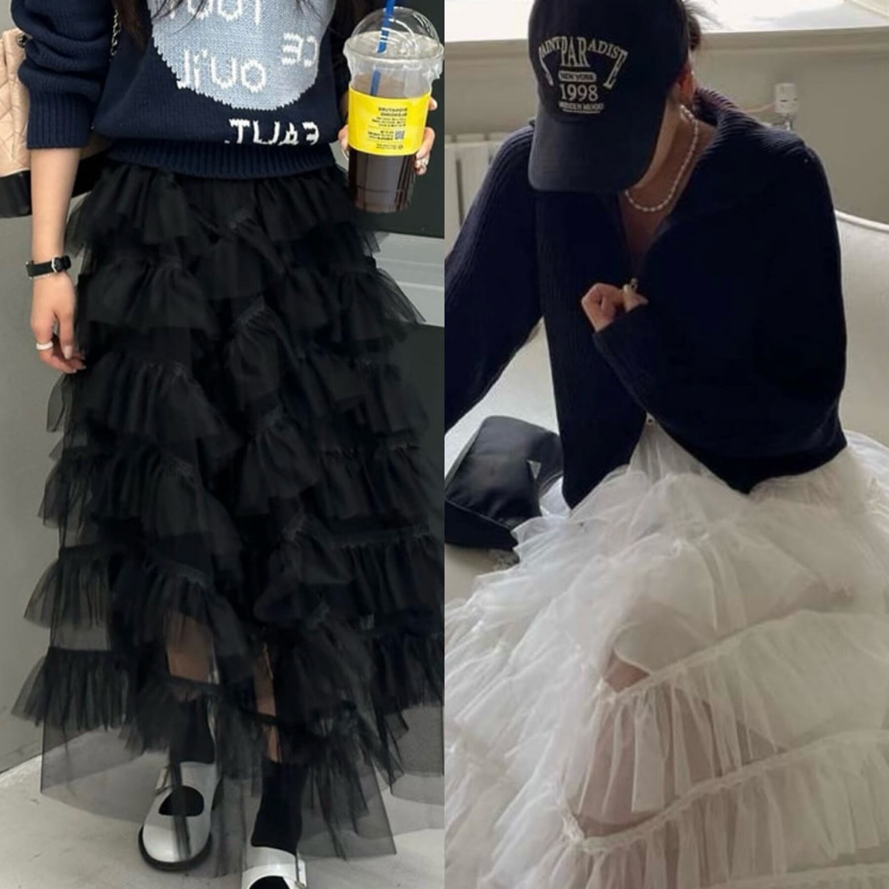 2color / ボリュームチュールティアードスカート