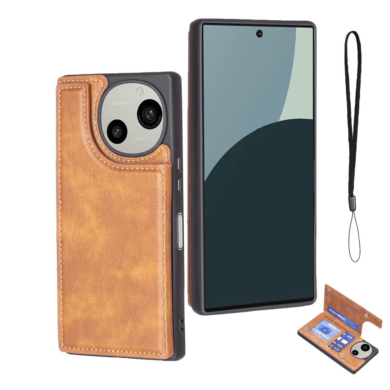 Cafma 対応 AQUOS R10 ケース 背面 カードケース SH-51E/SH-M28 携帯 カバー 薄い 手帳型 ケース シャープ アクオス r9 携帯 ケース 手帳型 耐衝撃 軽量 スタンド機能 背面 IC カード入れ 手帳型 財布型 カバー(レトロブラウン)シャープ R9 Brown