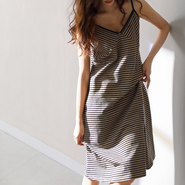 【M-XL】stripe pattern one-piece roomwear p863