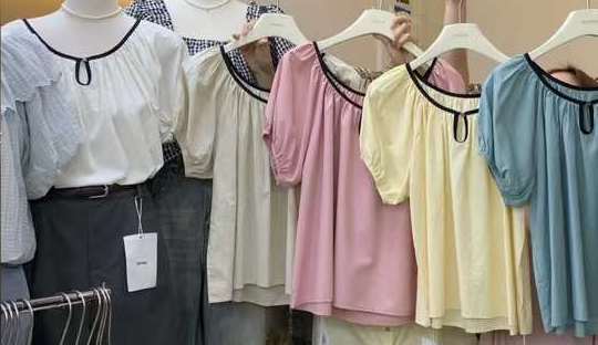 バイカラー ティアドロップネックブラウス  AJ22085-2378