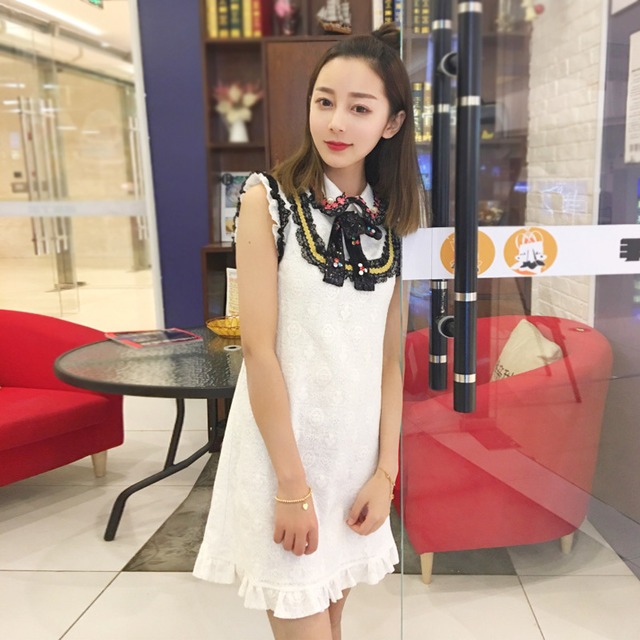 レース りぼん フリル 可愛いが詰まったノースリーブワンピース C Updress レース りぼん フリル 可愛いが詰まったノースリーブワンピース C Updress