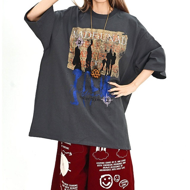 シルエットアートグラフィックレタリングミックストップス 2col   R02017