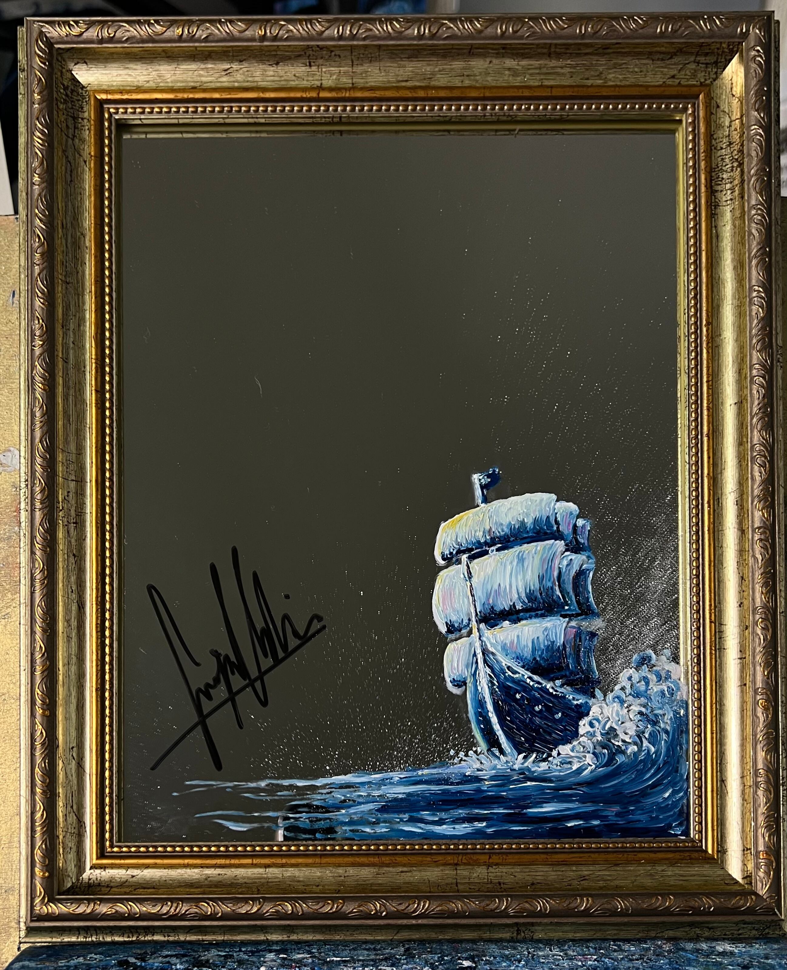 鏡の海を渡る帆船 | ペイント聖矢アートショップ