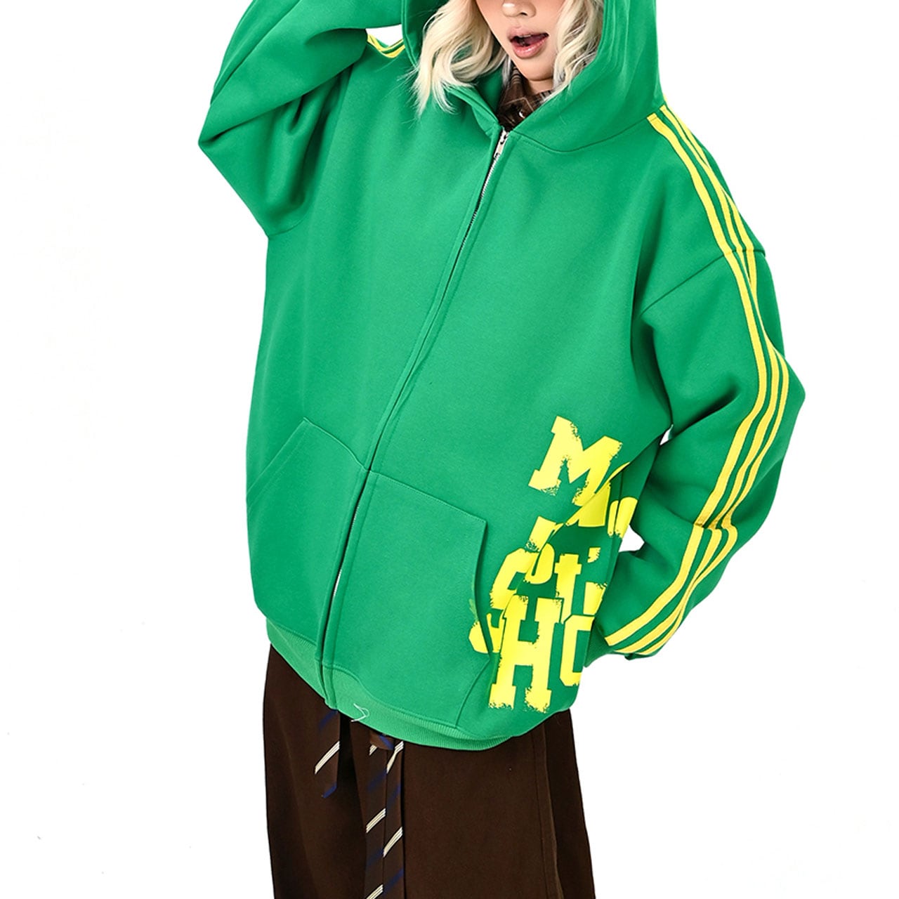 トリプルラインカレッジジップパーカー 2col R01038