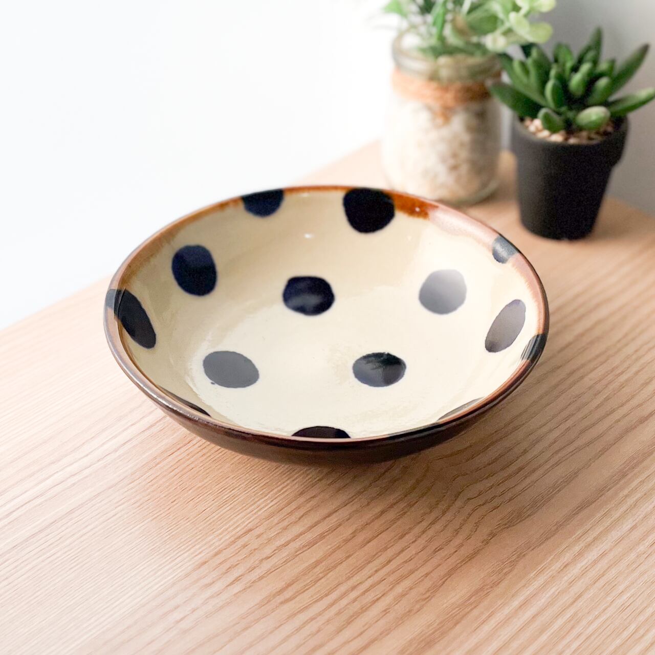 【仲間陶房】やちむん 仲間功 かわいいドット柄【(2)5寸浅鉢:点打ち】工房直送!