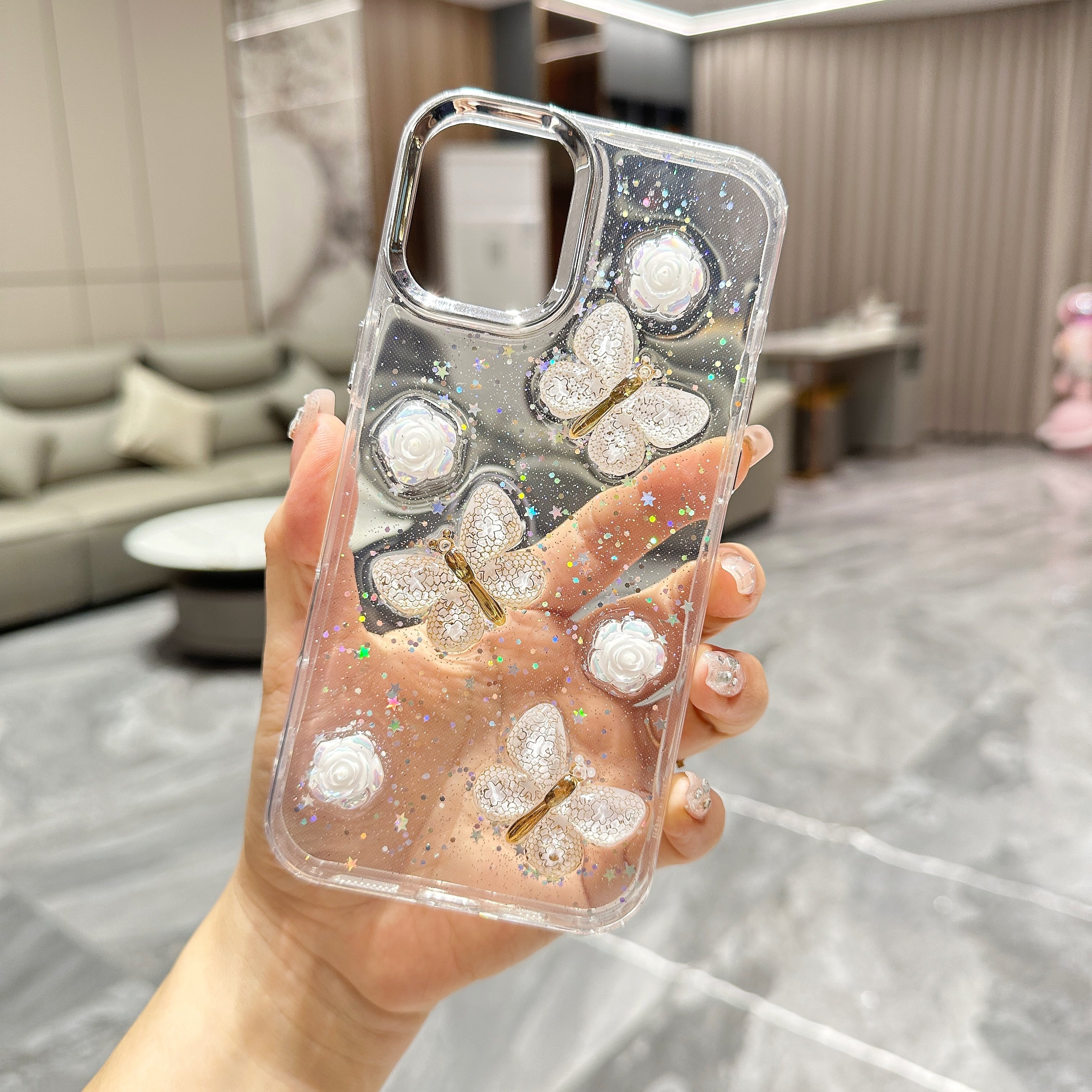 立体 蝶々 iPhone 17 16 15 14 13 12 ケース クリア おしゃれ