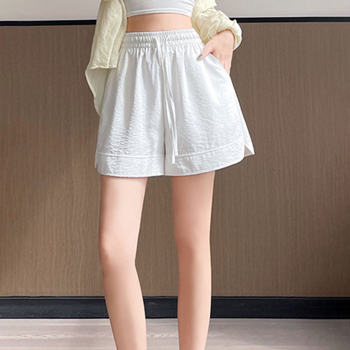 ショートパンツ ハイウエスト レディース 春夏 韓国 薄手 Aライン きれいめ 大人 カジュアル ゆったり 体型カバー ポケット付き ルームウェア 部屋着 ボトムス 大人可愛い 大人女子