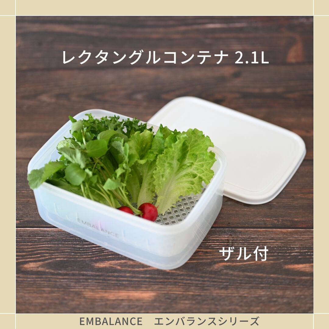 レクタングルコンテナ 2.1L ザル付(RECTANGLE CONTAINER)【EMBALANCE エンバランス ウィルマックス】