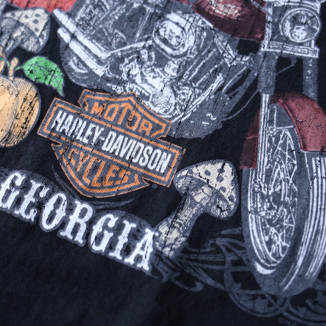 "HARLEY-DAVIDSON" front and back printed XXL over silhouette h/s tee