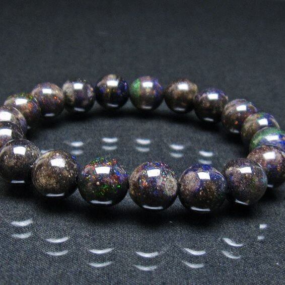 ブラックオパール ブレスレット 10mm 一点物 おまかせ便 111-37899