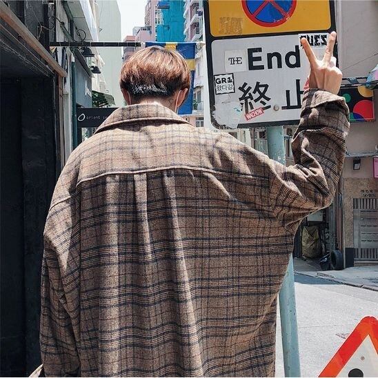 全2色 シャツ チェック オーバーサイズ ビッグシルエット