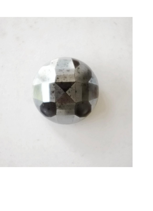 フランス 19世紀 4c 物言わぬ灰黒色の月と黒ガラスボタン ブローチ アンティーク