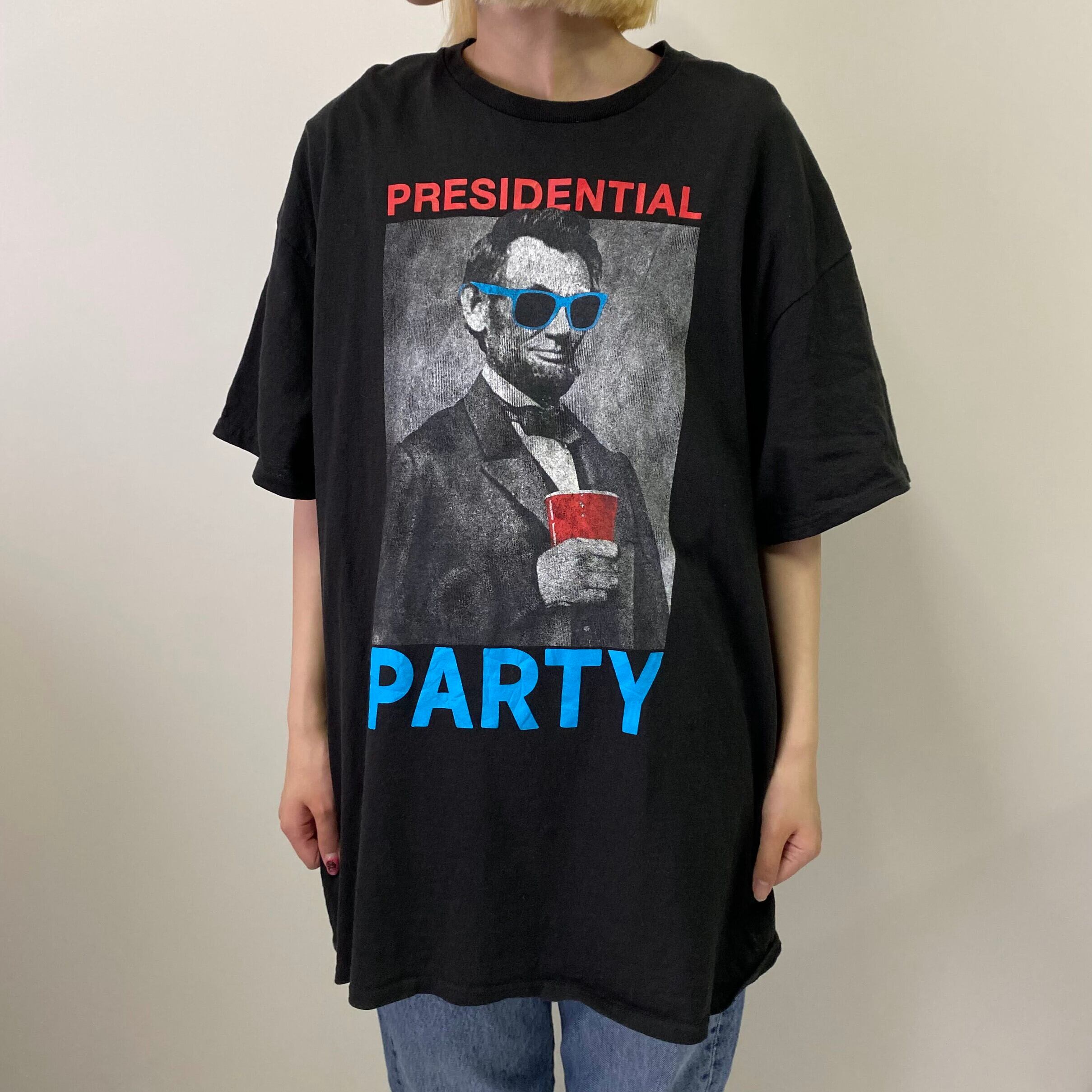 PRESIDENTIAL PARTY” 偉人 リンカーン アメリカ大統領 パロディTシャツ 