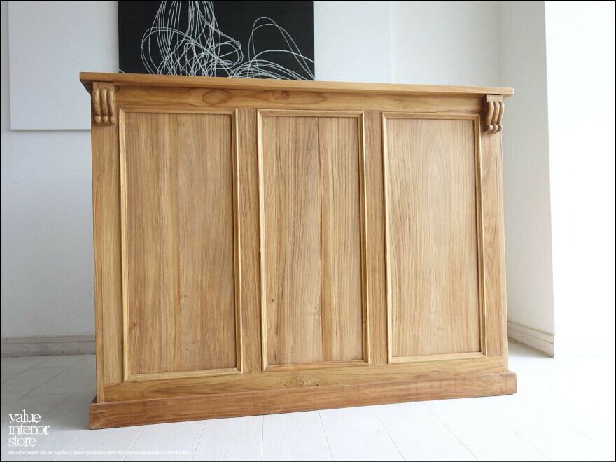 チーク総無垢材 カウンターRAZ 新品 レジカウンター 店舗什器 バーカウンター 受付 キャッシャー ナチュラル 送料無料 銘木 総無垢