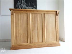 チーク総無垢材 カウンターRAZ 新品 レジカウンター 店舗什器 バーカウンター 受付 キャッシャー ナチュラル 送料無料 銘木 総無垢