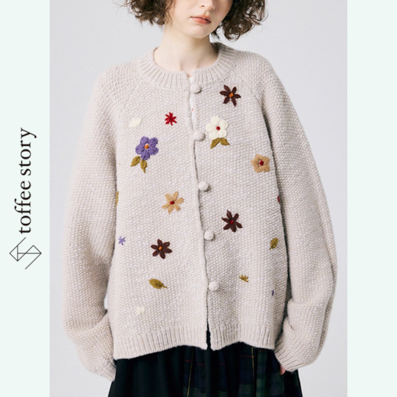 花刺繍のニットカーディガン＆ベストセット 《P0267》