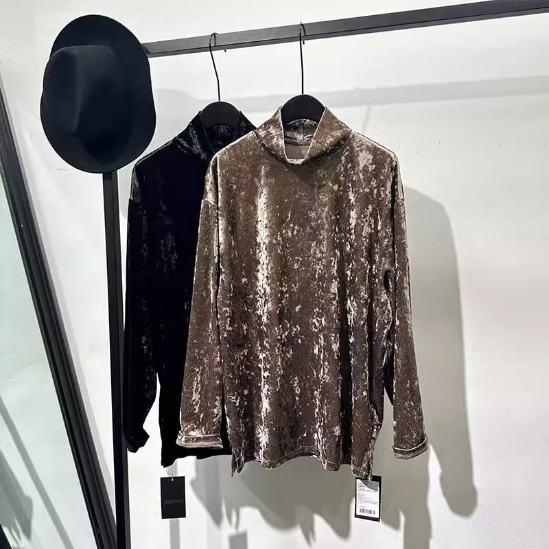 クラッシュベロアタートルネックトップス 2color MTO0527