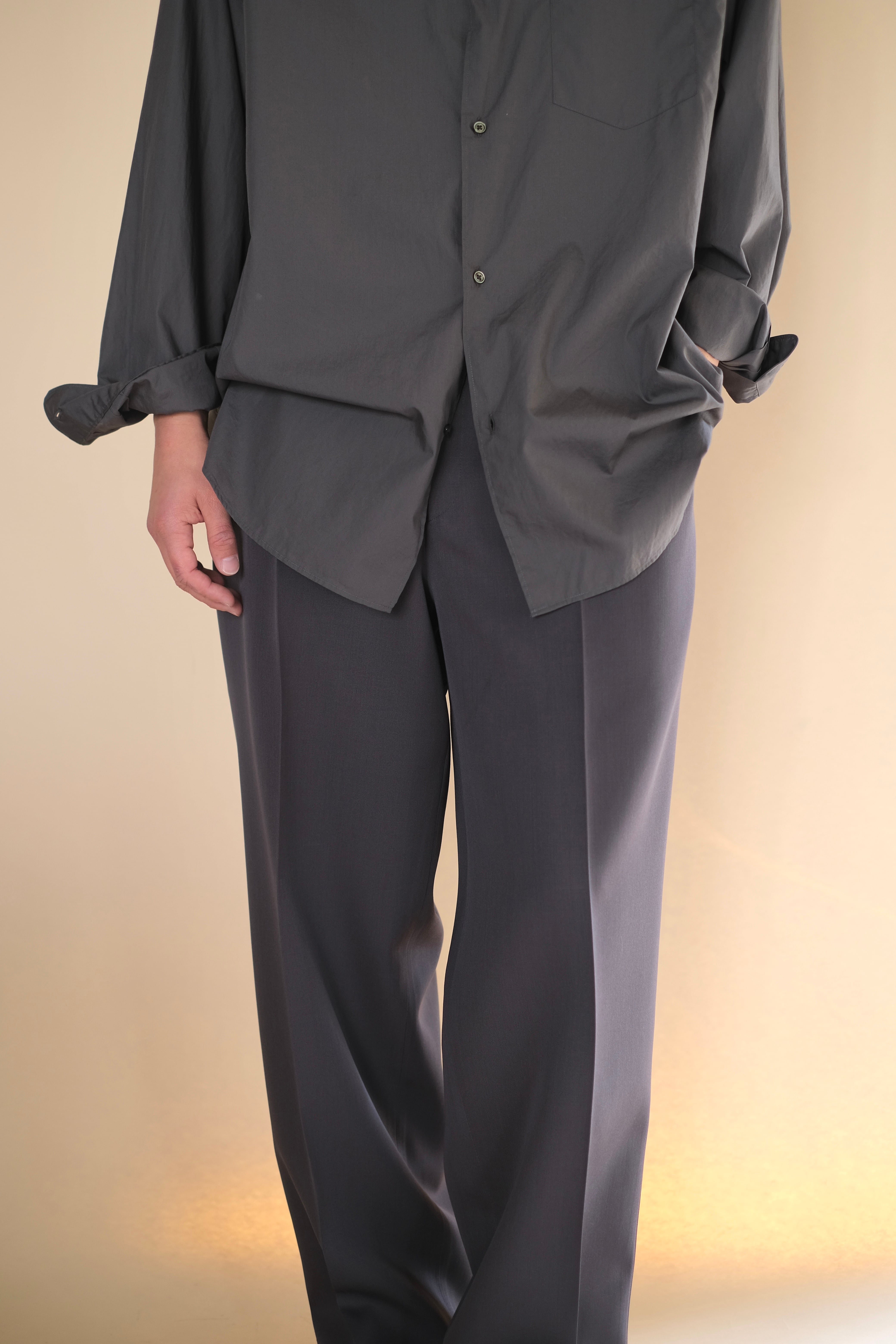 Graphpaper / Scale Off Wool Wide Slacks | LIVING
