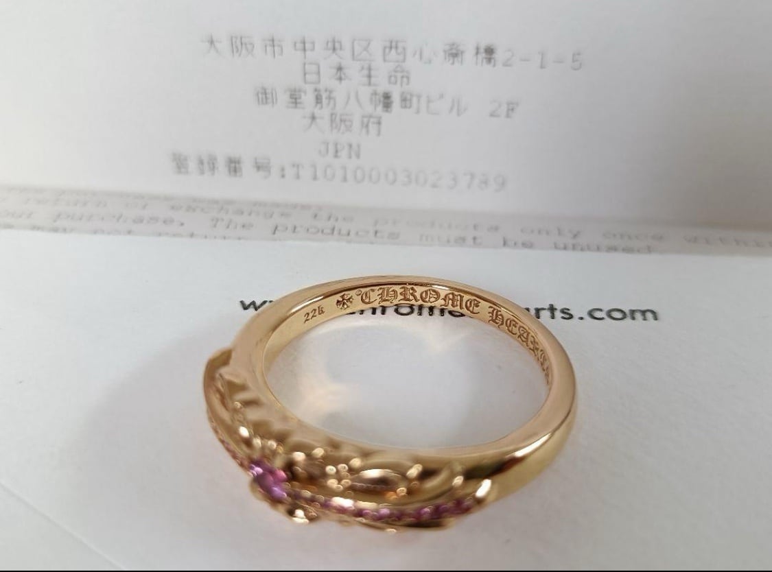 クロムハーツ　22k ベイビークラシックフローラルクロス ピンスサファイアリング CHROME HEARTS クロムハーツ 22k ベイビークラシック フローラル