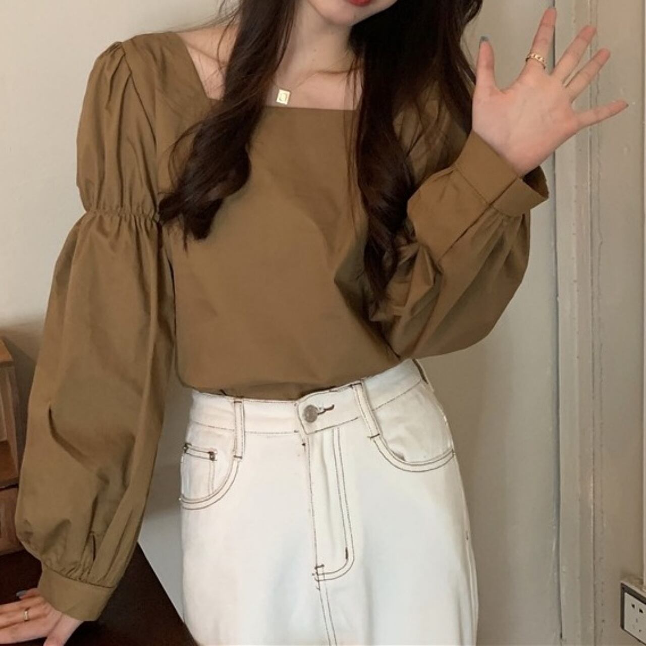 バブルロングスリーブシャツ A3132 Aspeili アズペリ 公式 レディースファッション通販のアズペリ Aspeili バブルロングスリーブシャツ A3132 Aspeili アズペリ 公式 レディースファッション通販のアズペリ Aspeili