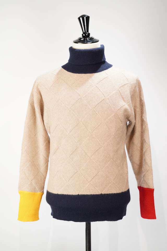 HS-ATTIRE / Cashmere 7G Diamond-Knit Turtleneck Sweater