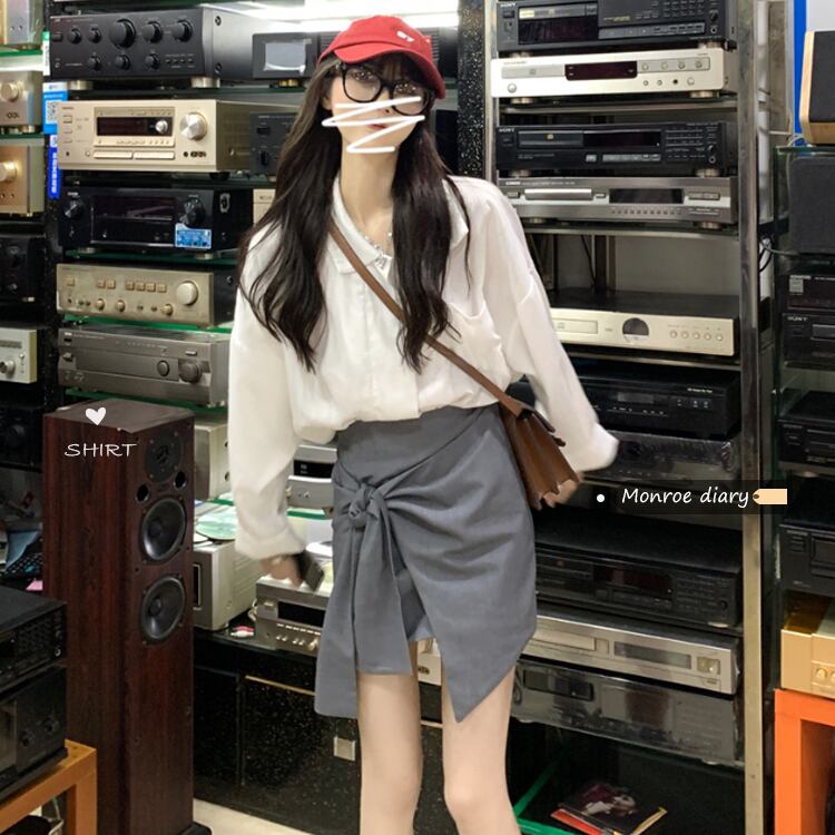 スタイルスタンダードカジュアルオータムシャツ スカート レトロ 秋物 モンロー62665148386