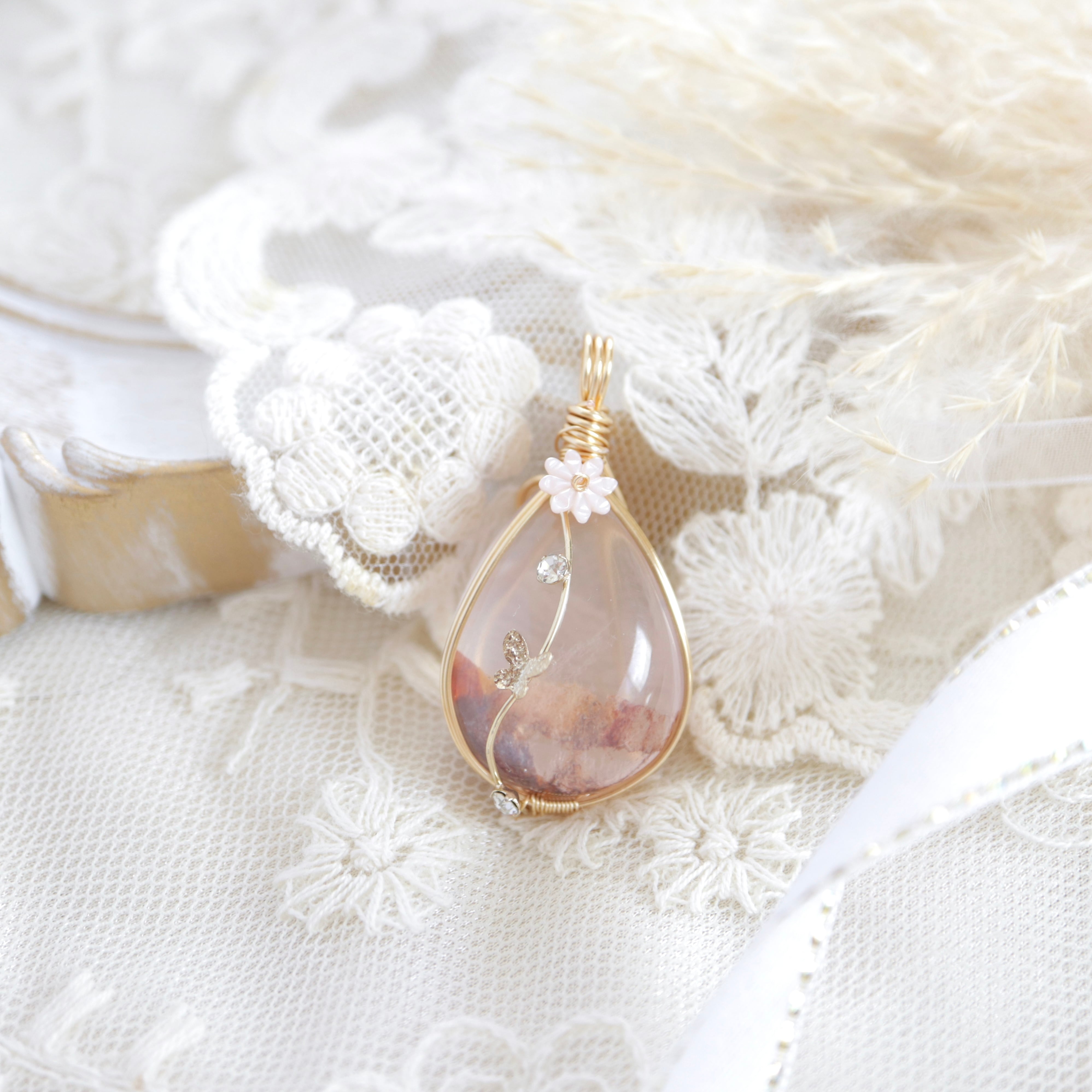 ライモナイトインクォーツのブレス　14kgfワイヤーラップ ライモナイトインクォーツ14KGF ブレスレット