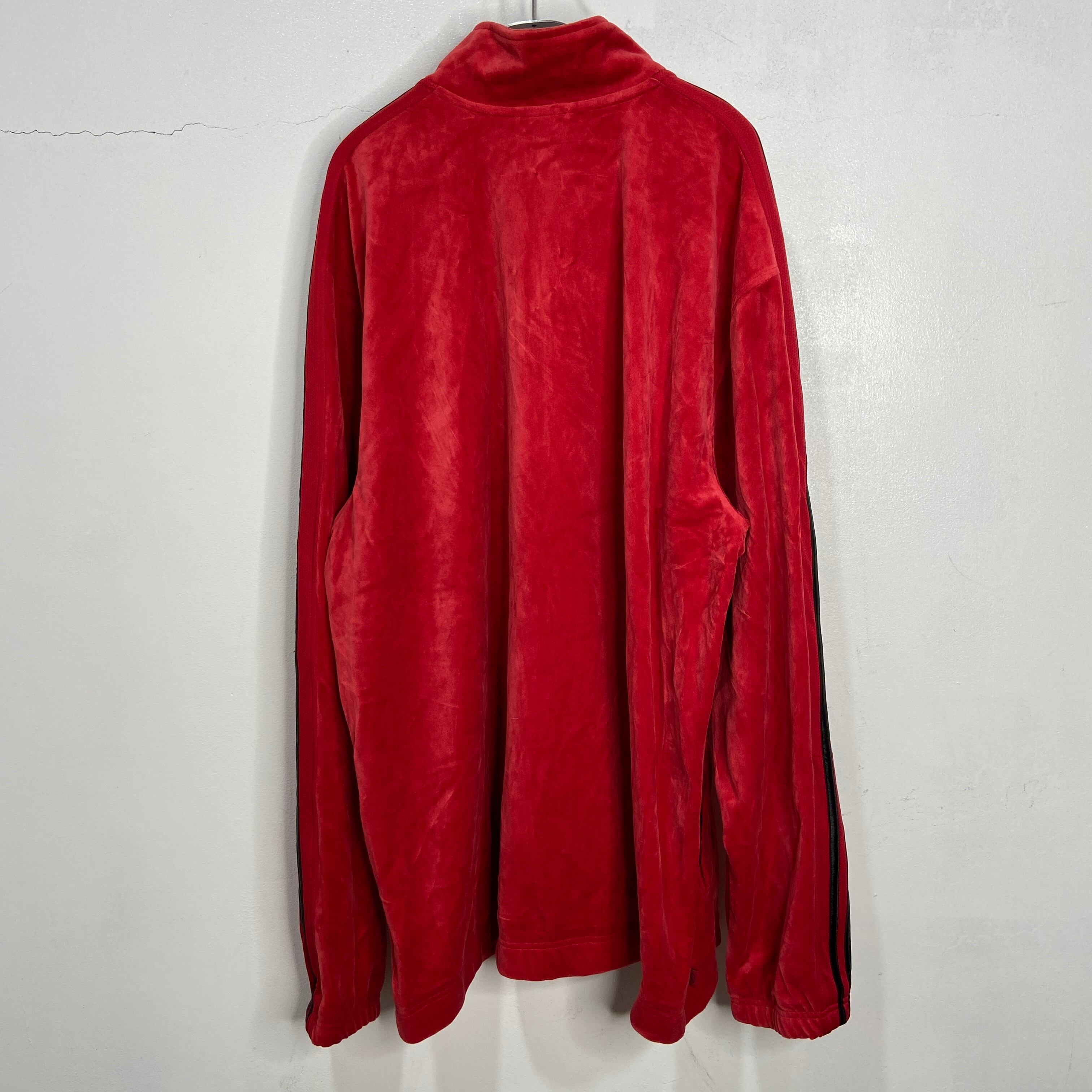 タグ付き未使用品 adidas ベロアトラックジャケット ジャージ 赤 タグ付き未使用品 adidas ベロアトラックジャケット ジャージ 赤