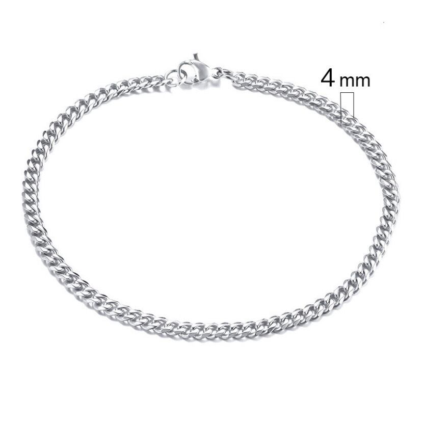Miami Chain Link Bracelet 【4mm/SILVER】 | Glitter