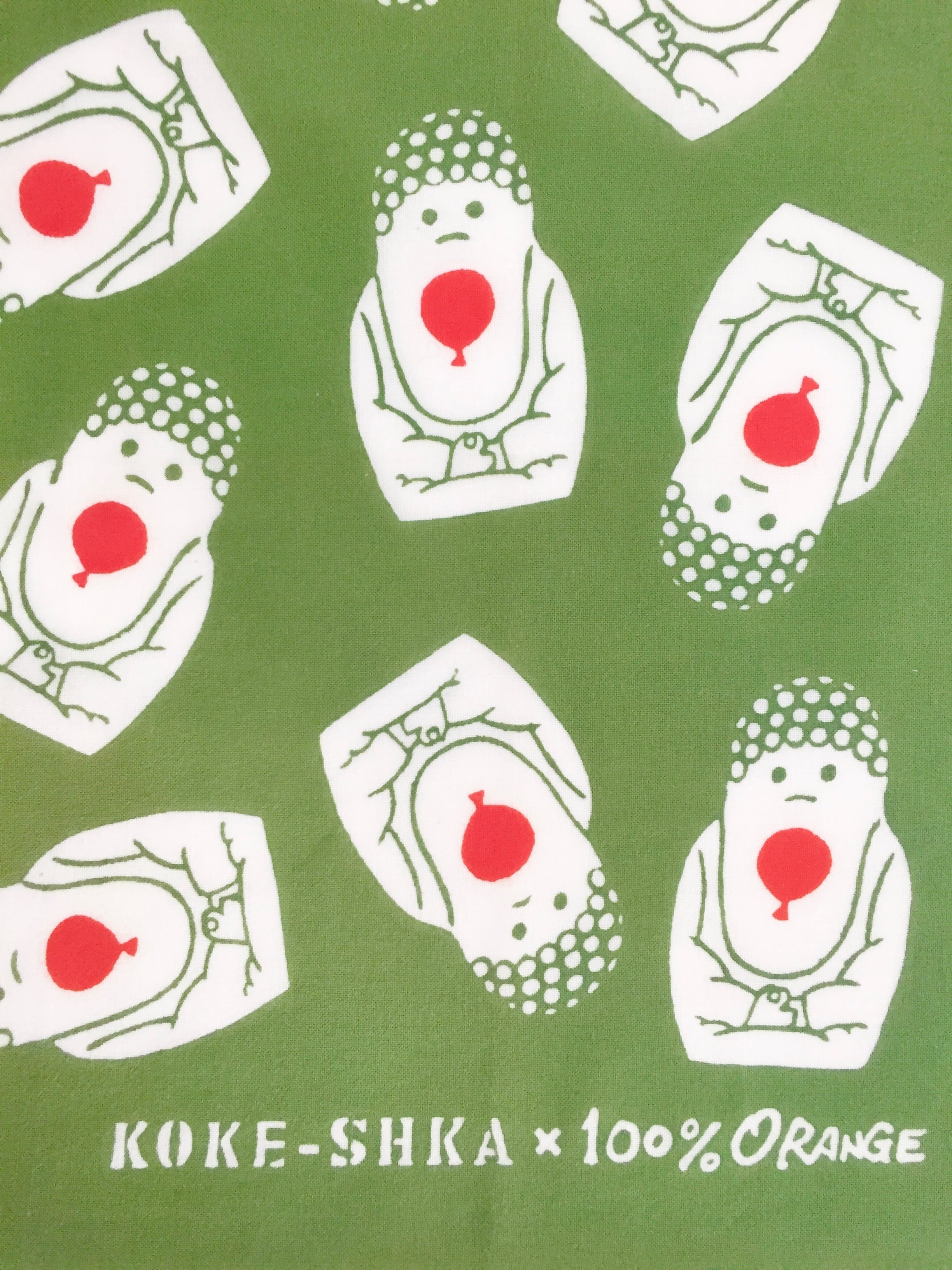 リトルブッダ手ぬぐいハンカチ（100%ORANGE × コケーシカ ）