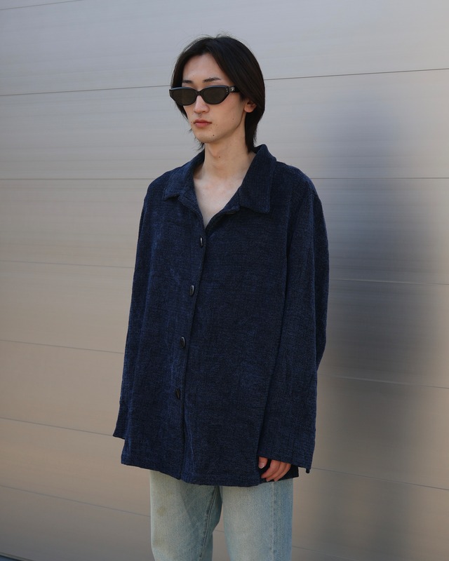 Toweling design button blouson