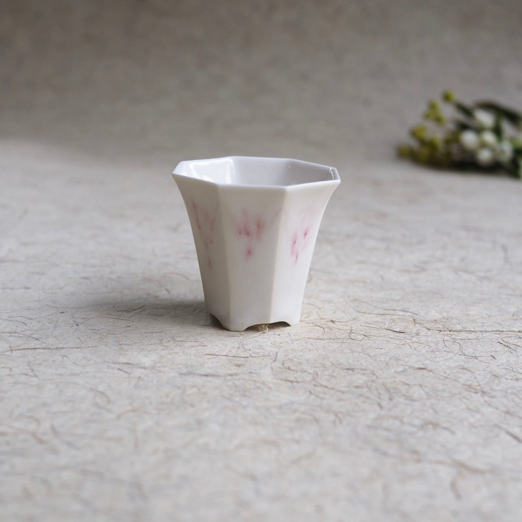 色原 昌希/菱八角茶杯(L) 桃花釉