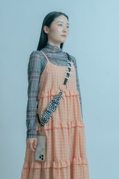 3way gingham check strap Black