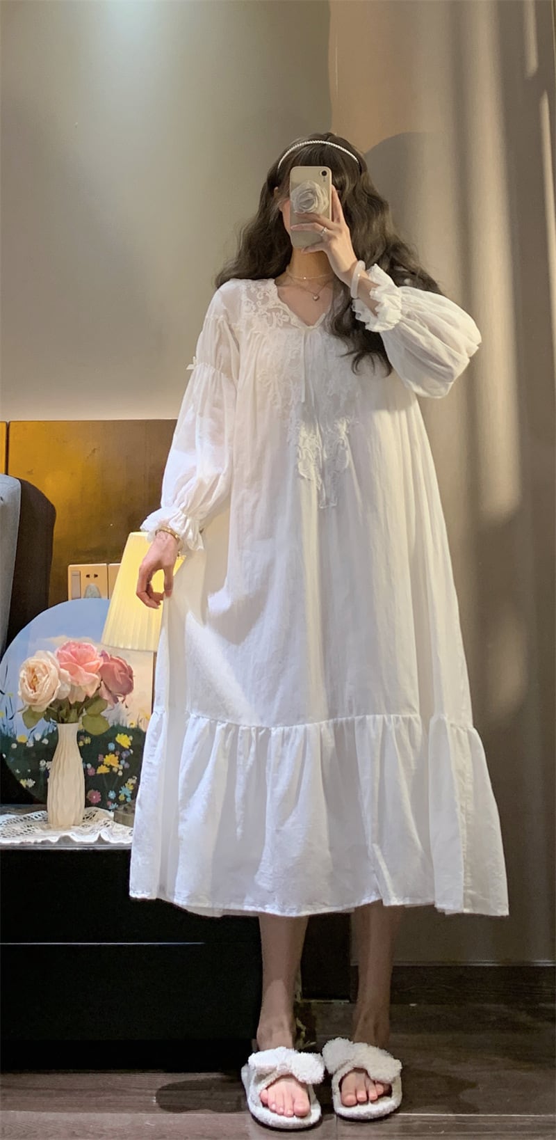 ナイトコットンロングドレス H022 | LALAFRILL ララフリル