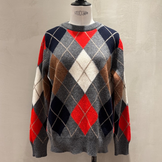 & DAUGHTER　Ava Argyle Crewneck　Grey with Red Hazelnut White