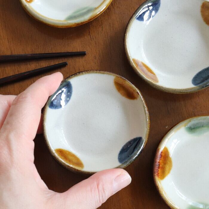 やちむん 陶眞窯 豆皿 ドット Yachimun Small plate #188 | 和