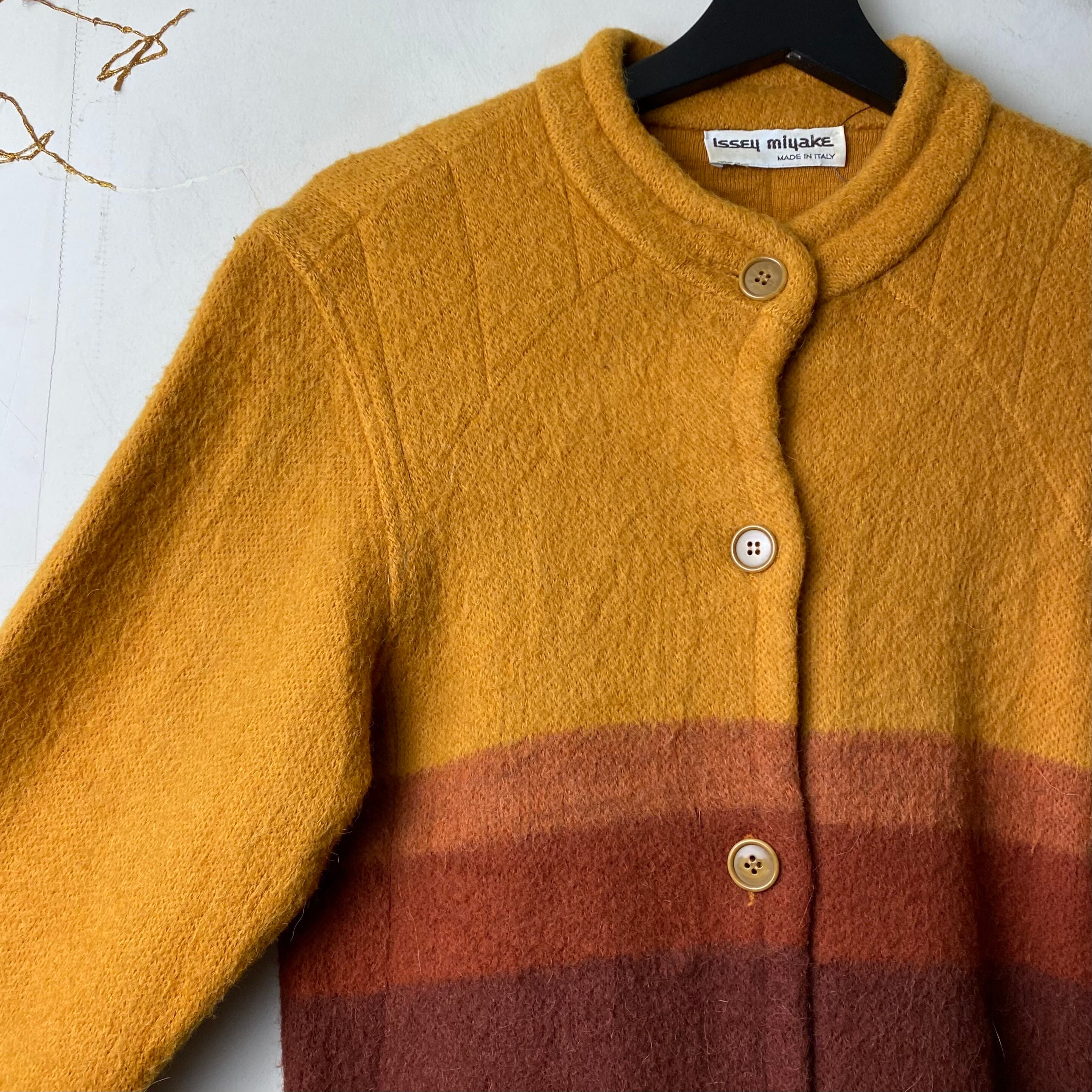vintage ISSEY MIYAKE “made in ITALY” gradation border knit jacket 