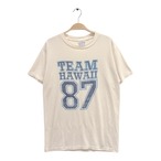 80s ハワイ ナンバリング USA製 ヴィンテージ Tシャツ ベージュ TEAM HAWAII シングルステッチ サイズL相当 BZ0653