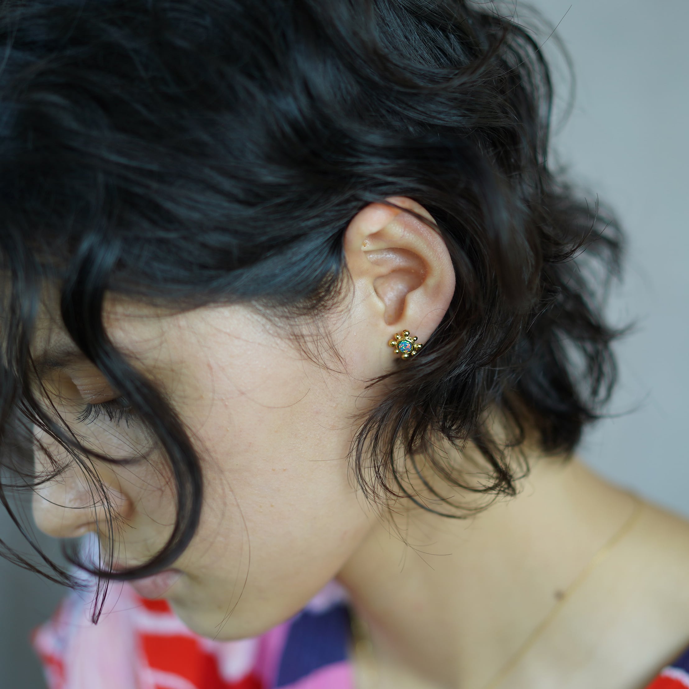 フローラル・グリーンオパール・ピアス | jojono