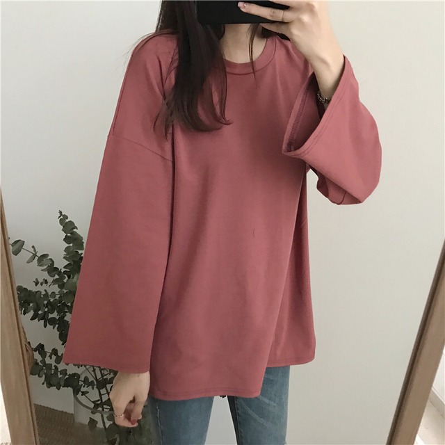 春秋バージョン2020新無地ヘッジインワイルドBF風長袖ボトミングTシャツ女子学生ルーズトップ misskkl56165393243