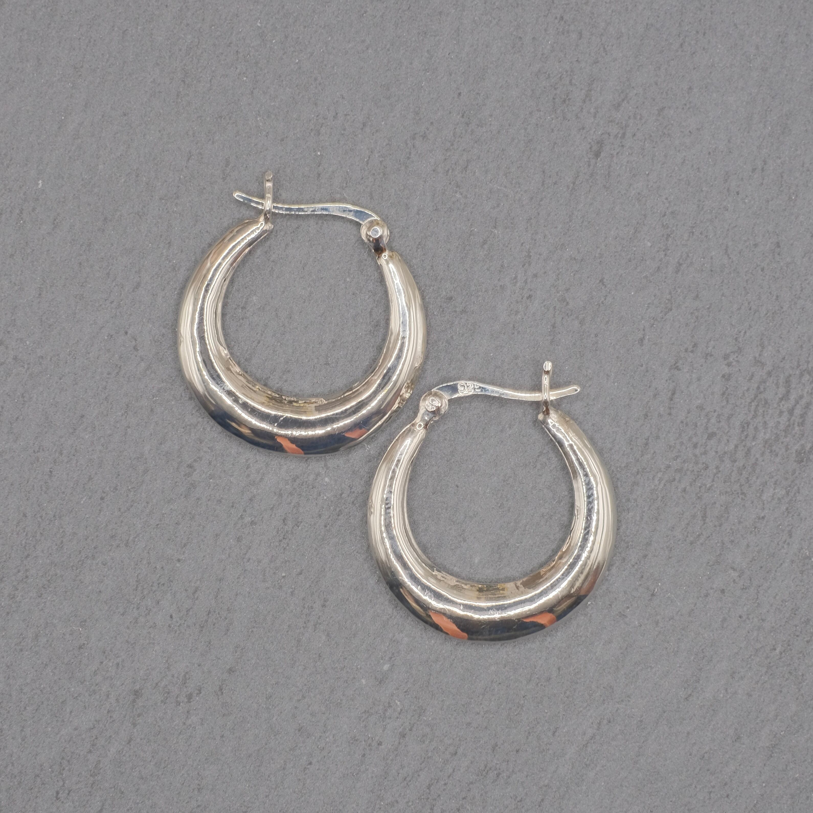 シルバー925 Silver シンプルフープピアス/軽研磨仕上げ/両耳