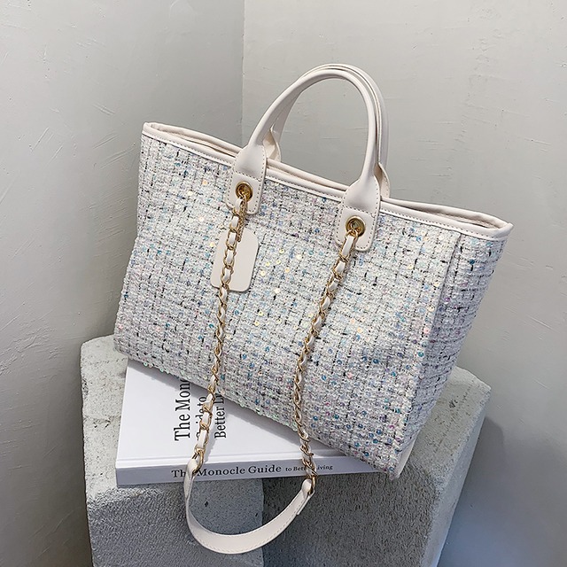 チェーン ショルダーバッグレッド トートバッグ ハンドバッグ 手作りハンドバック62733818617