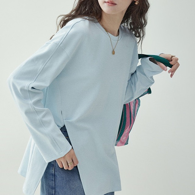 round neck slit pullover m0497