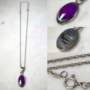vintage Mexican silver necklace set with purple stone