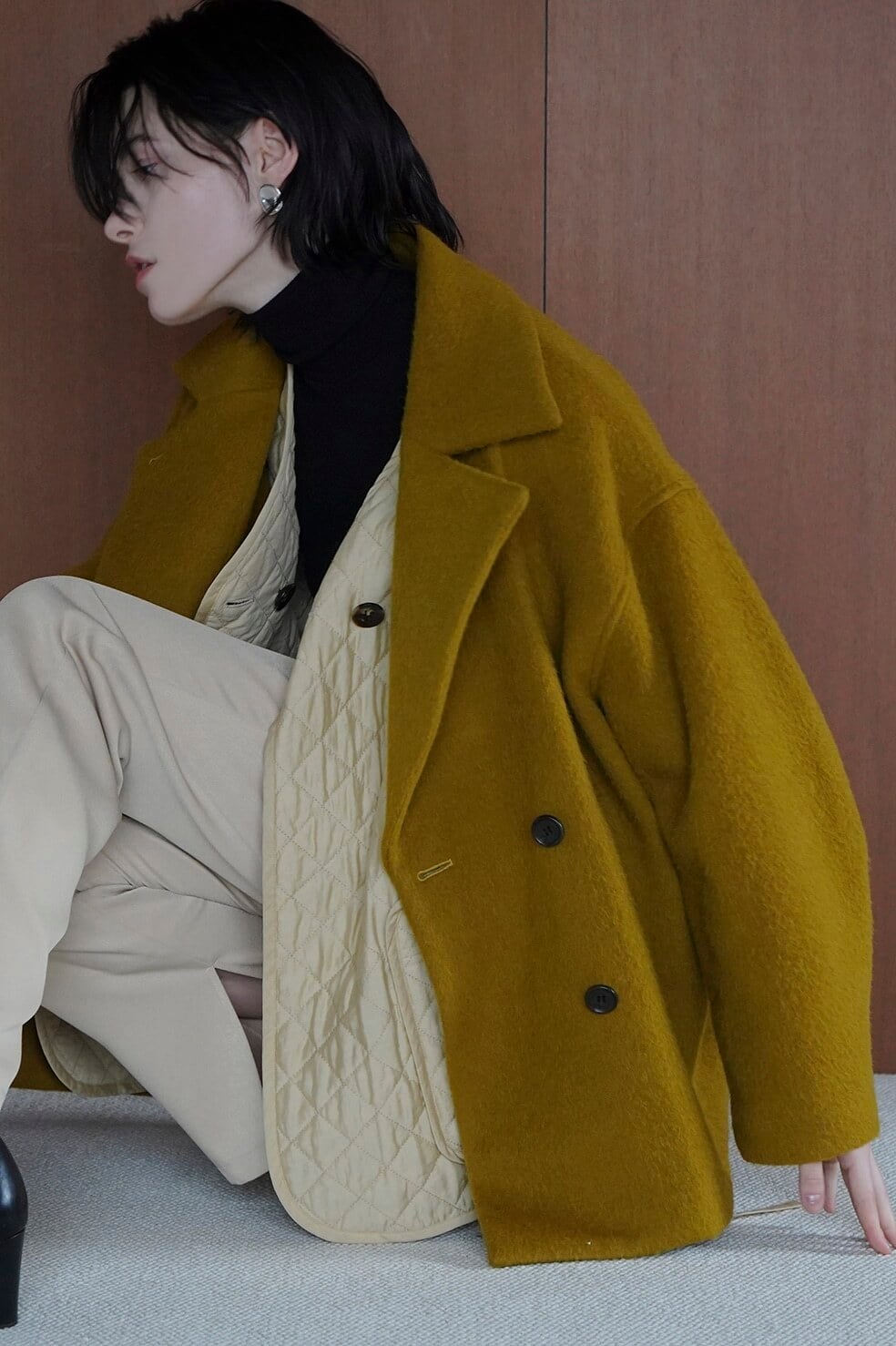 CLANEクラネ   UP NECK OVER DOUBLE COAT