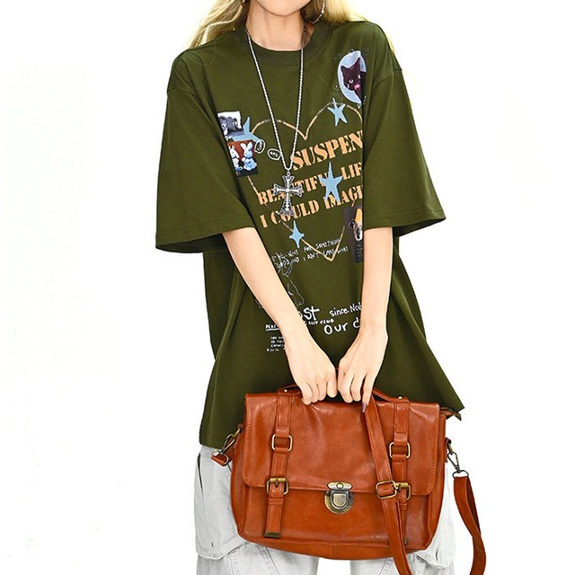 ハートコラージュグラフィックルーズTシャツ 2col   R01898