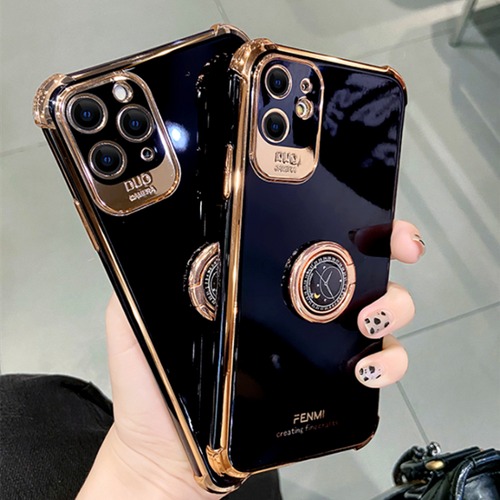 シャイニング プレーンカラー ゴールドフレーム スマホリング付き スマホ ケース カバー iphone13 7 8 Plus SE2 X XS XR 11 Pro 12 mini MAX アイフォンケース
