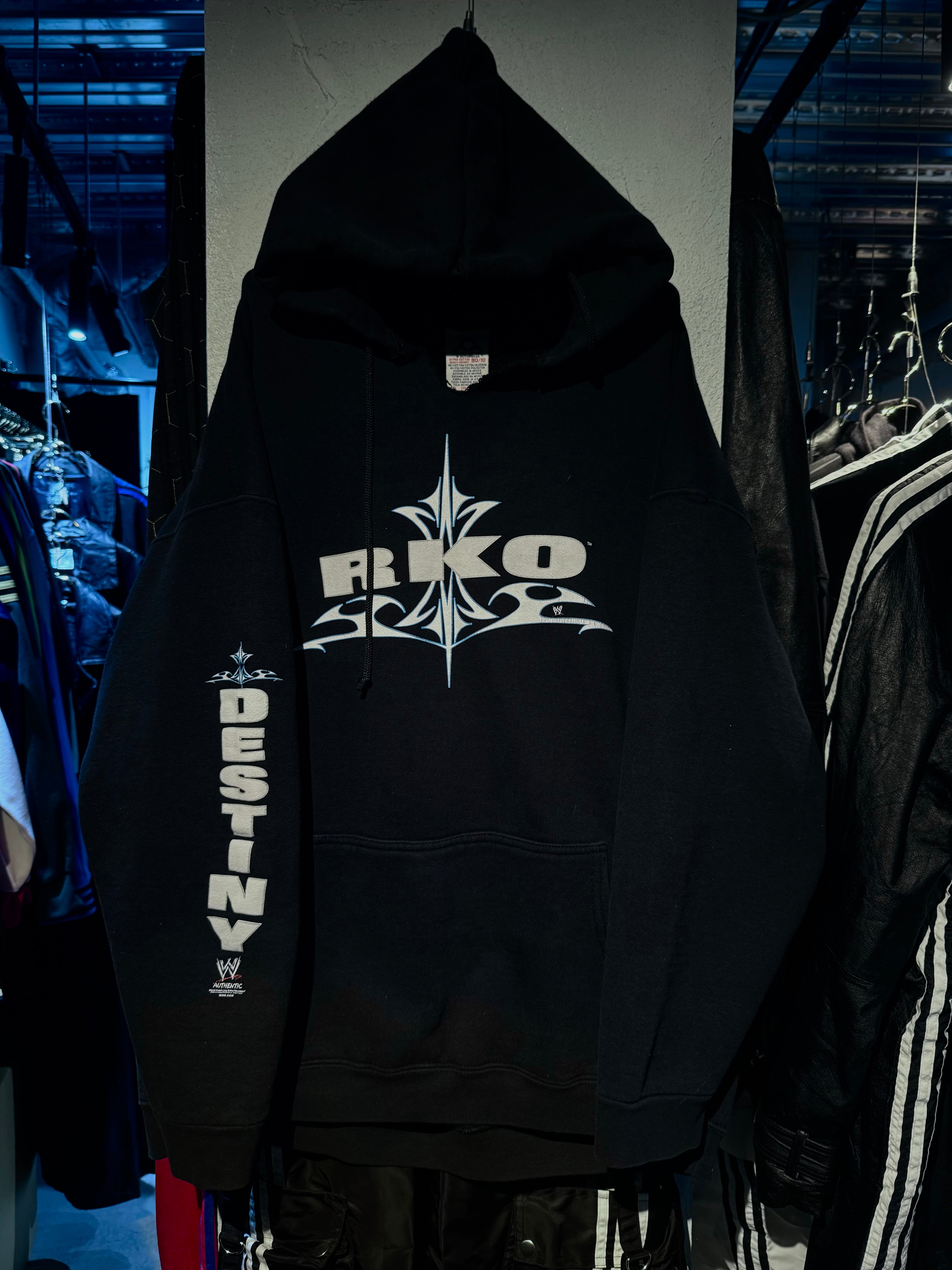 【D4C】vintage "WWE" Authentic wear v neck cut over sized hoodie