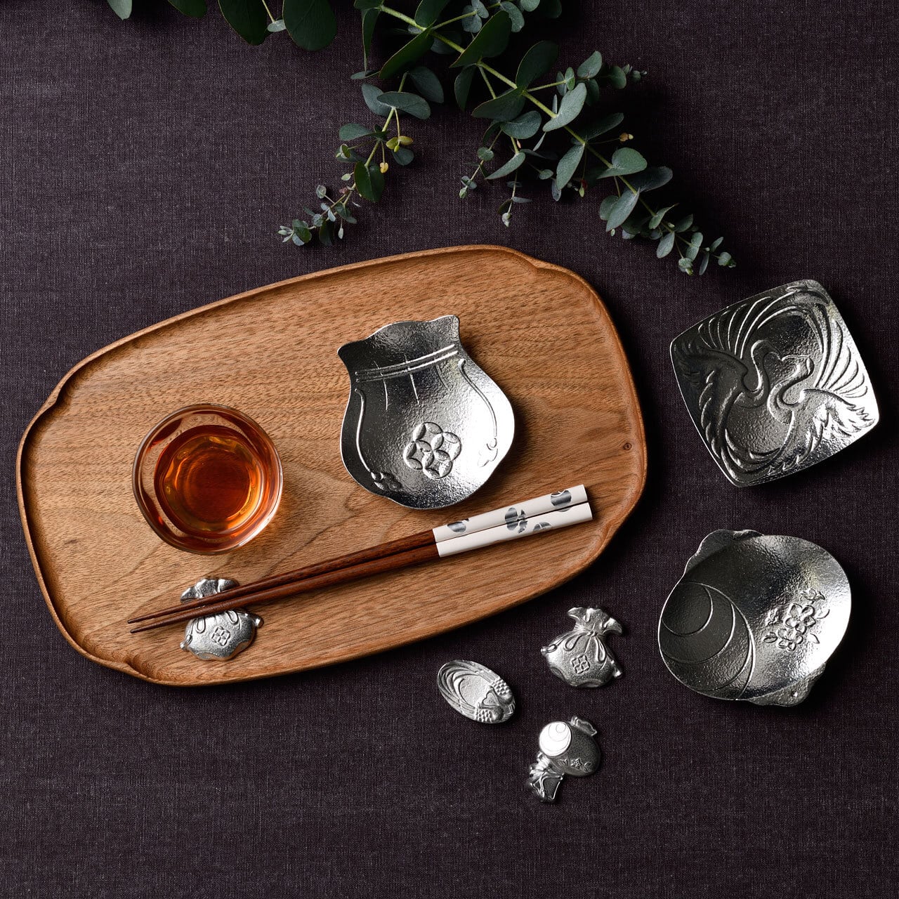 縁起物をモチーフにしたカトラリー》福楽箸置き（宝袋）｜銀雅堂