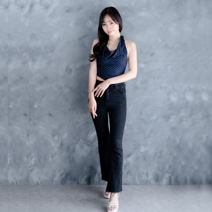 K-POPアイドル着用!【Not Your Rose】 Draping Halter Top_Navy
